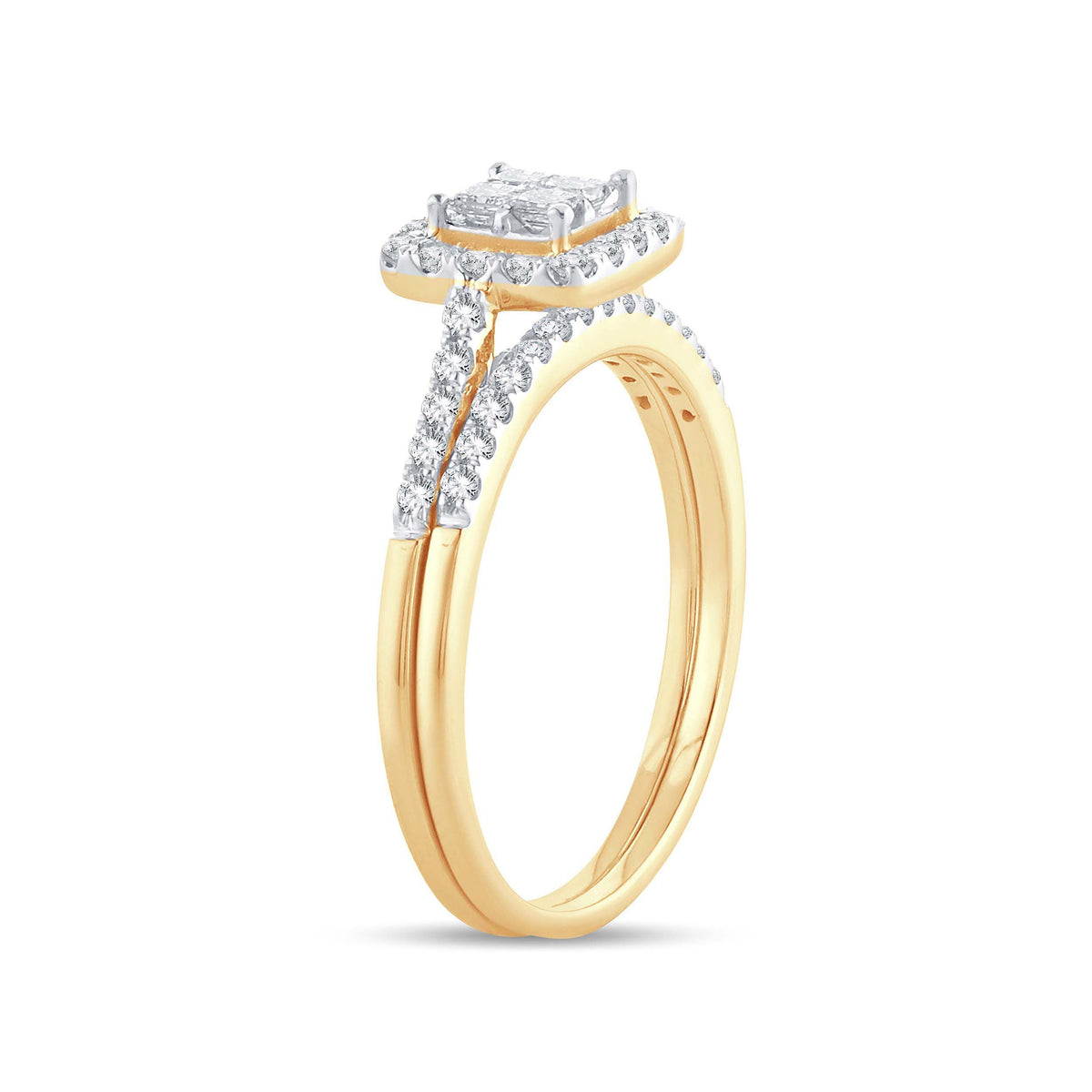 diamond ring princess cut 1.25 carats 14kt yellow gold