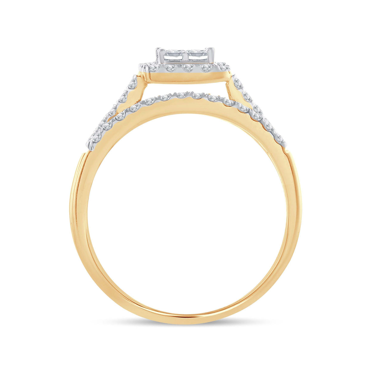 diamond ring princess cut 1.25 carats 14kt yellow gold