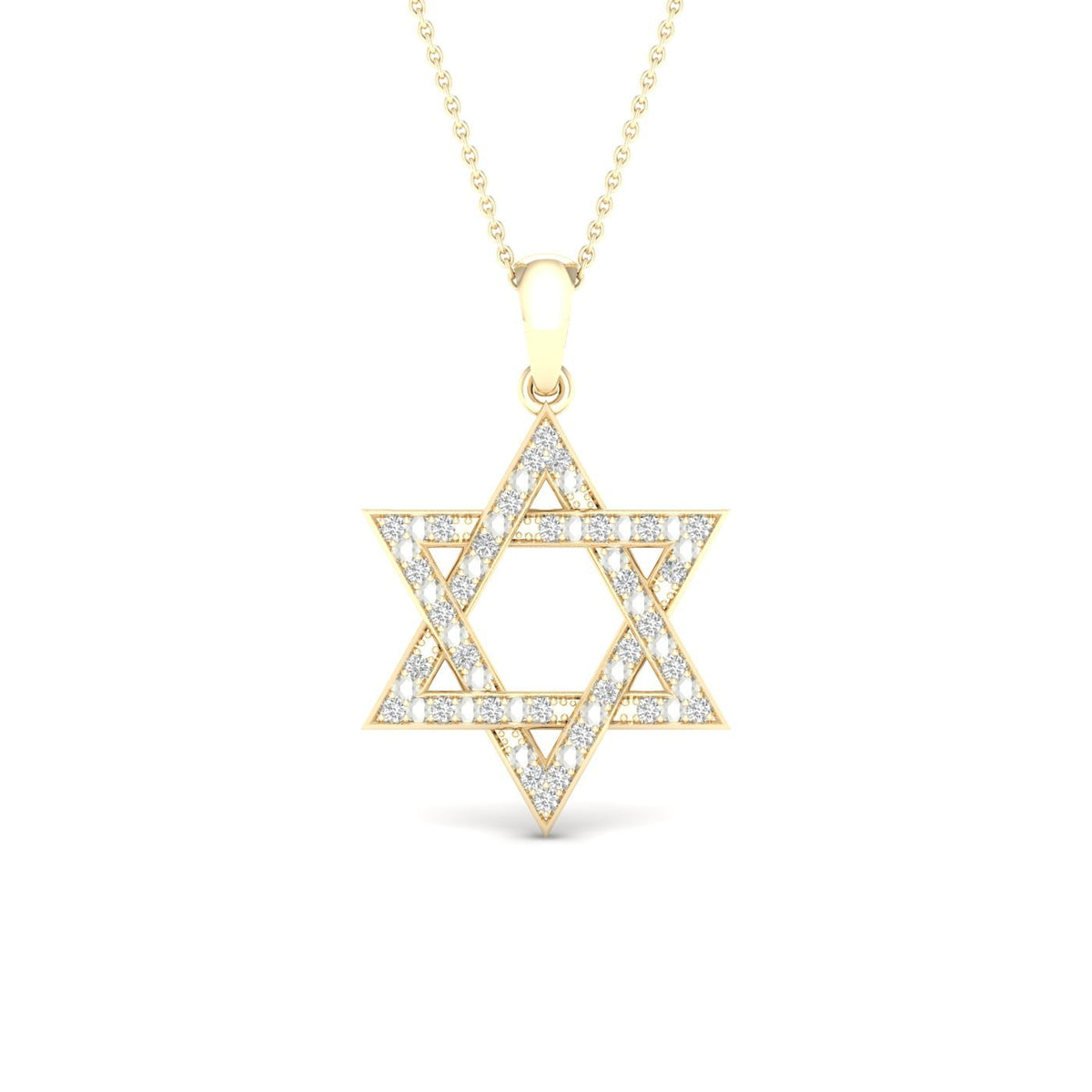 diamond star of david pendant round cut 0.10 carats 10kt yellow gold with chain