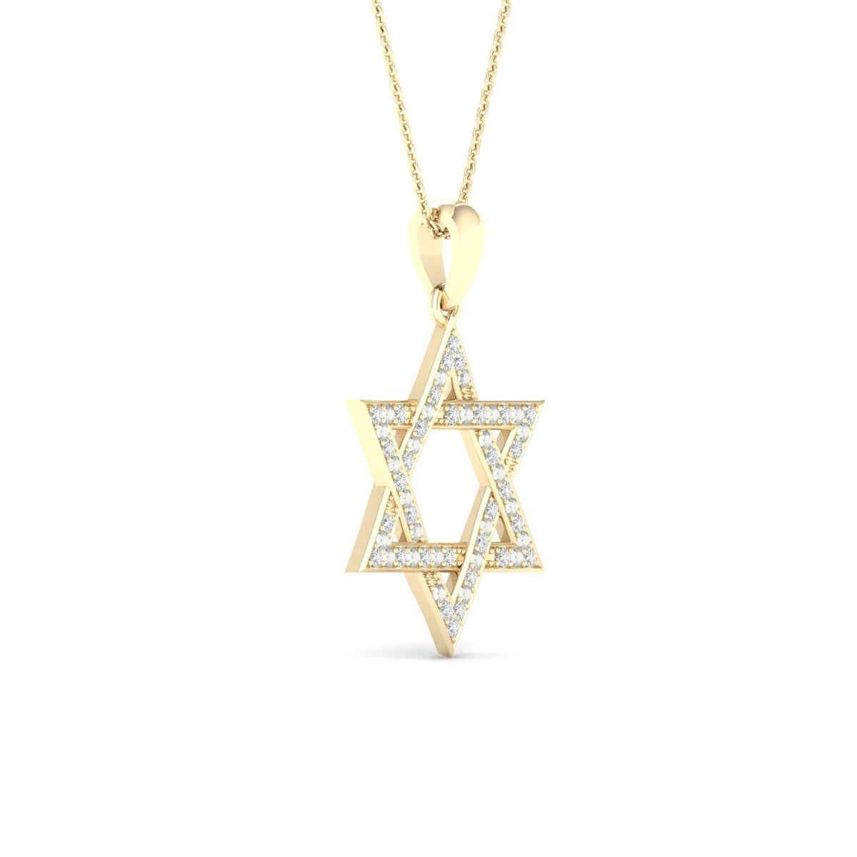 diamond star of david pendant round cut 0.10 carats 10kt yellow gold with chain