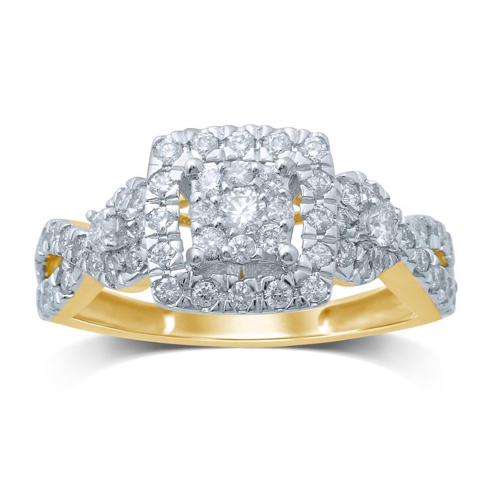 diamond princess engagement ring princess cut 1.00 carats 14kt yellow gold