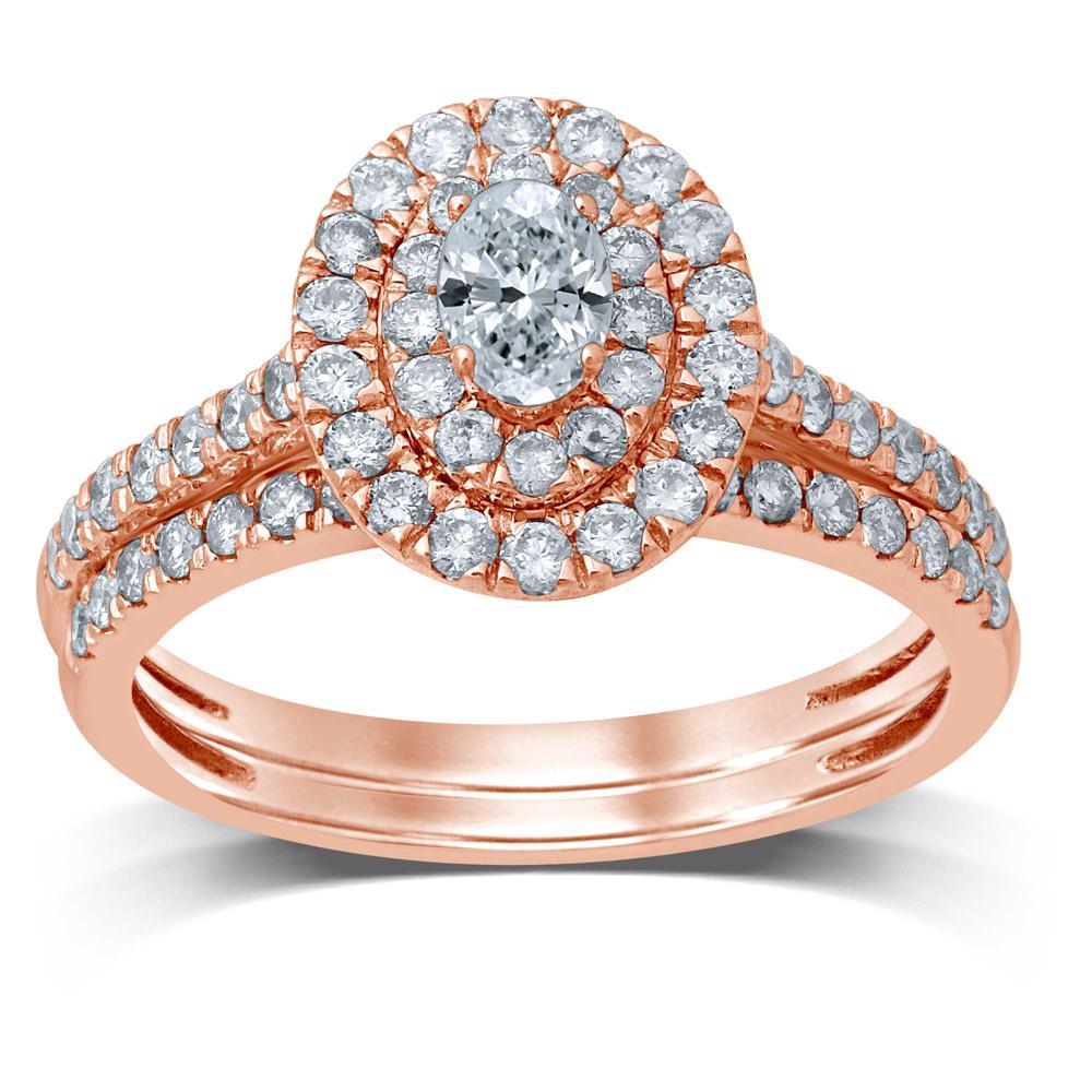 diamond ring oval cut 1.00 carats 10kt rose gold