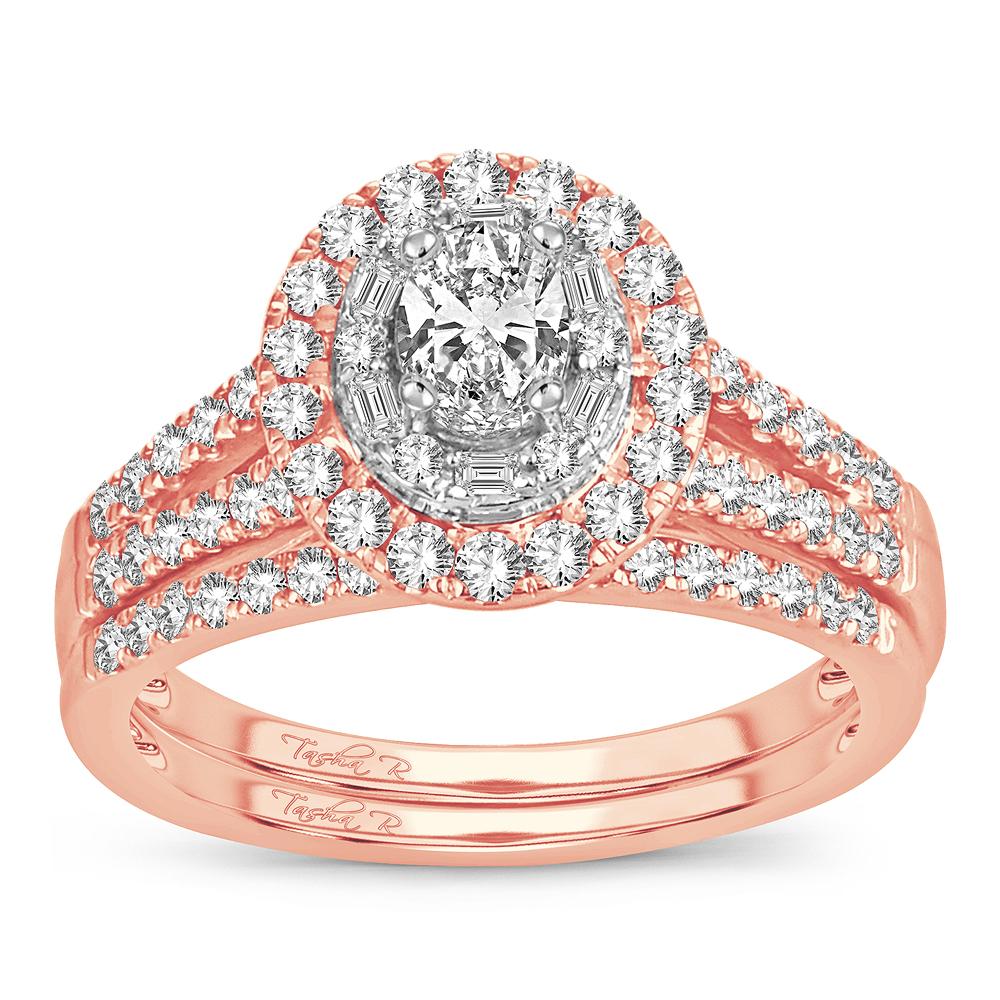 diamond bridal set oval cut 1.00 carats 14kt rose gold