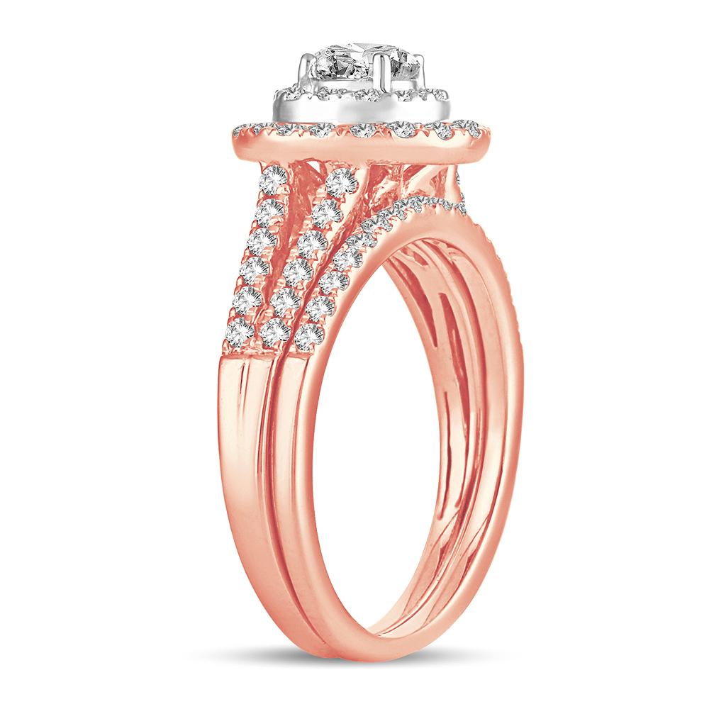 diamond bridal set oval cut 1.00 carats 14kt rose gold