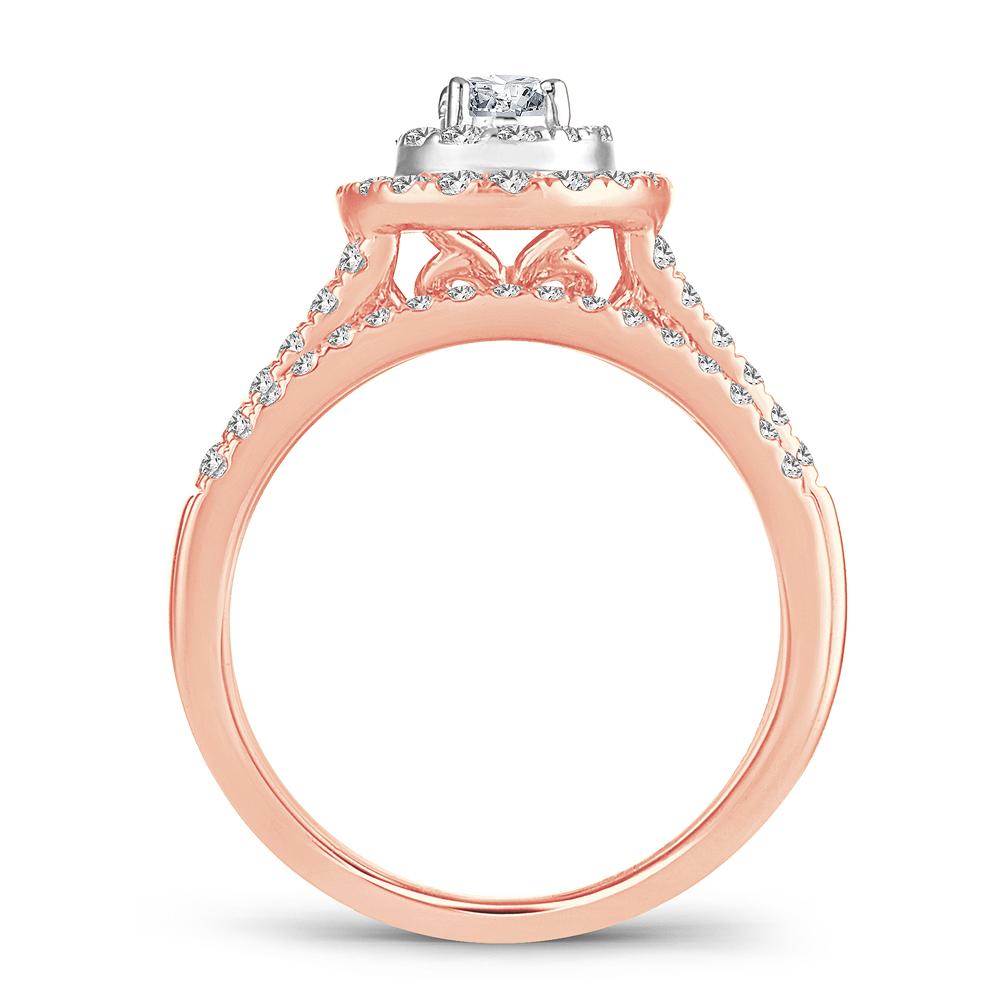 diamond bridal set oval cut 1.00 carats 14kt rose gold