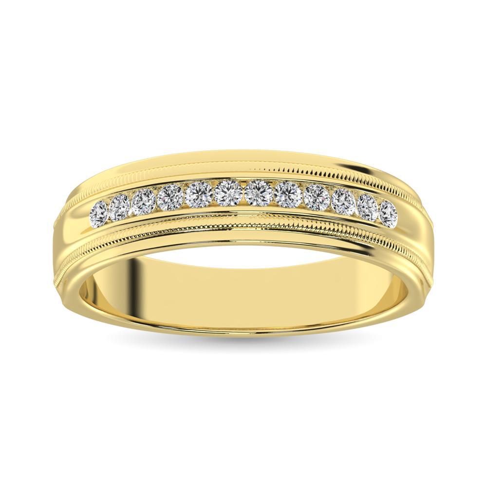 diamond mens band round cut 0.25 carats 14kt gold
