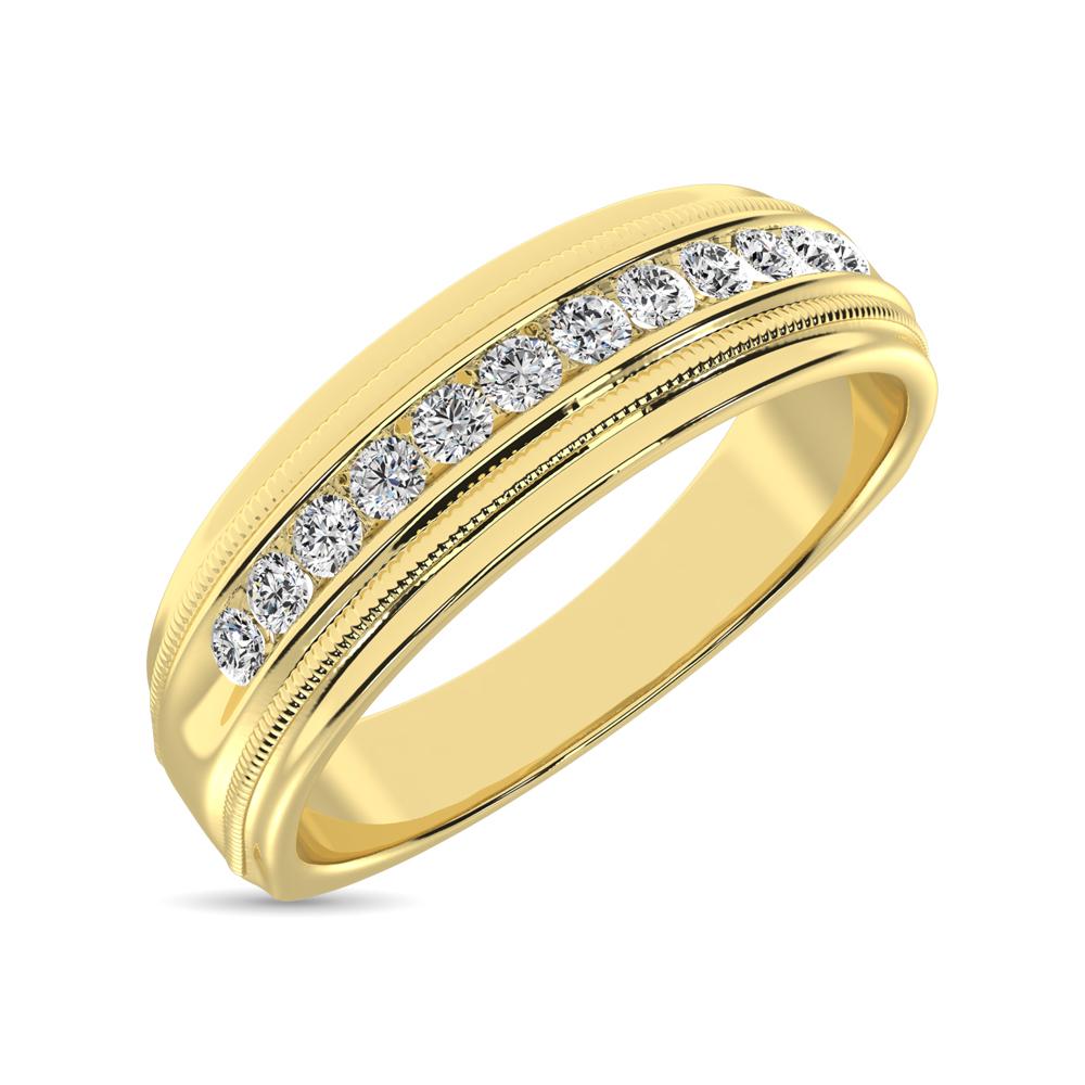 diamond mens band round cut 0.25 carats 14kt gold