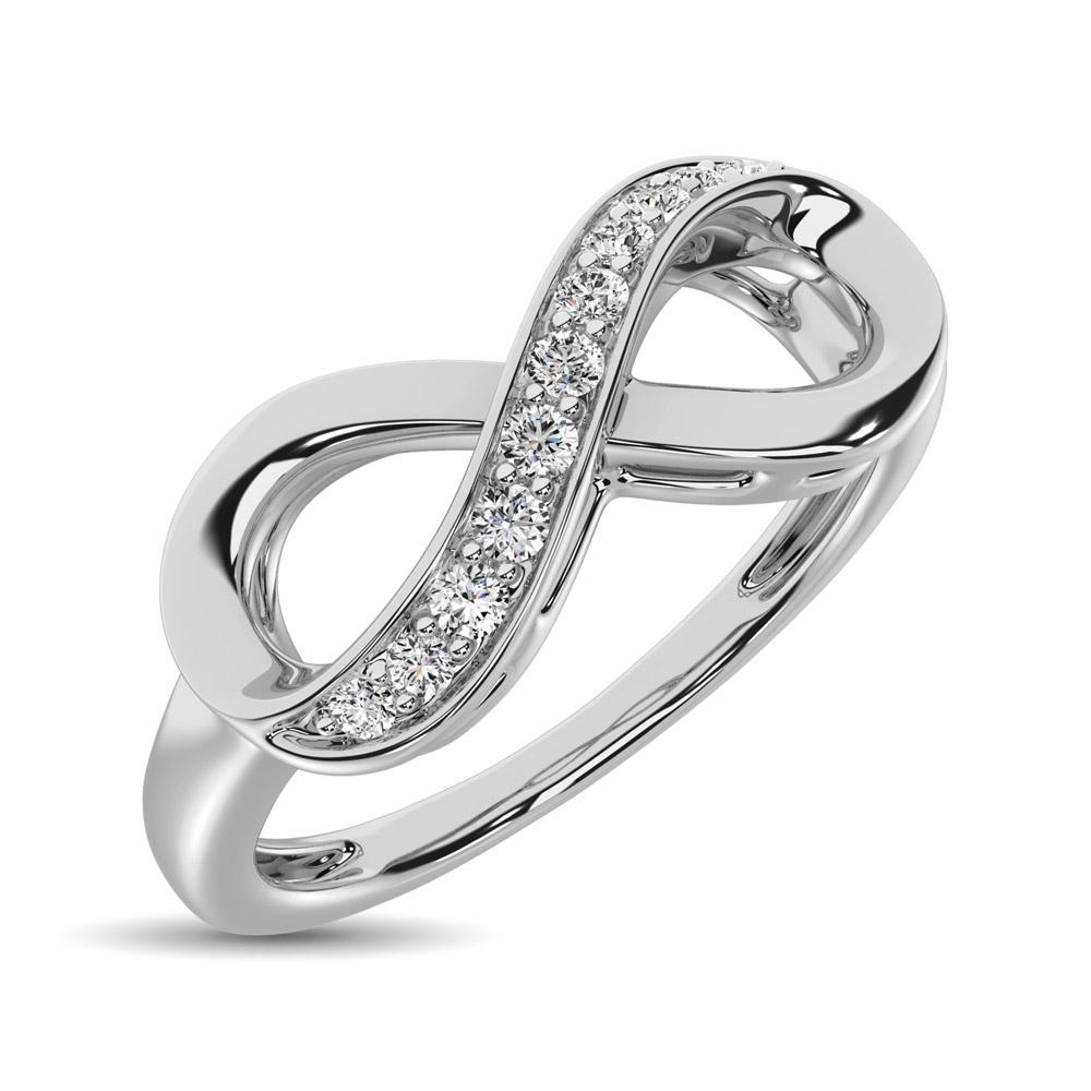 diamond infinity ring round cut 0.10 carats 10kt white gold