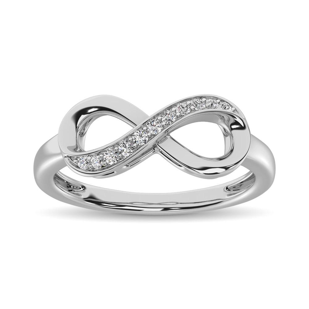 diamond infinity ring round cut 0.10 carats 10kt white gold