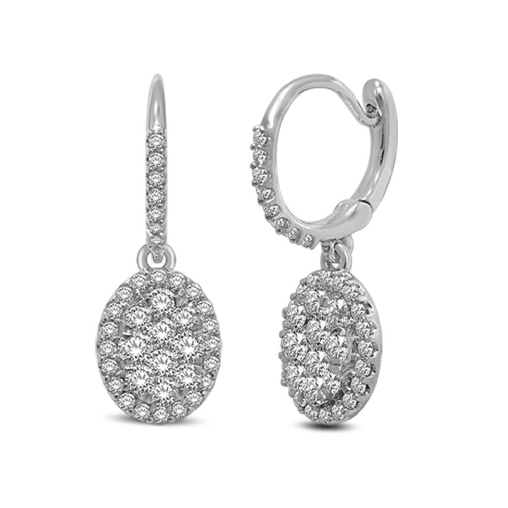 diamond dangling earrings 0.75 carats 14kt white gold