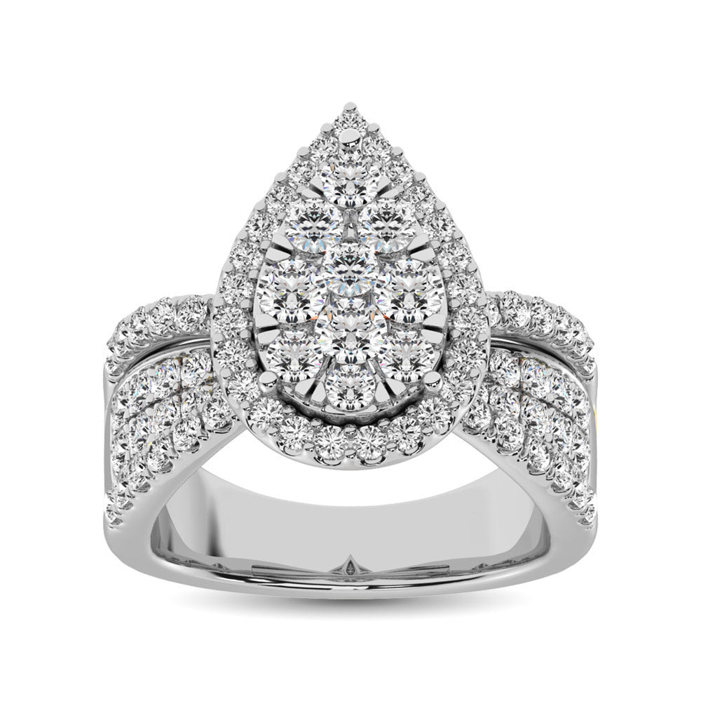 diamond engagement ring pear cut 1.00 carats 14kt gold