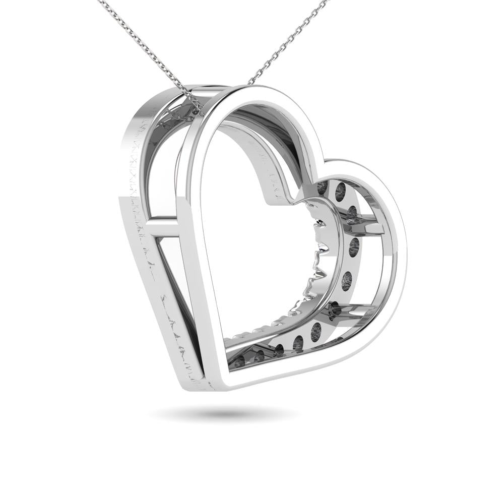 diamond heart pendant round cut 0.10 carats 10kt gold with chain