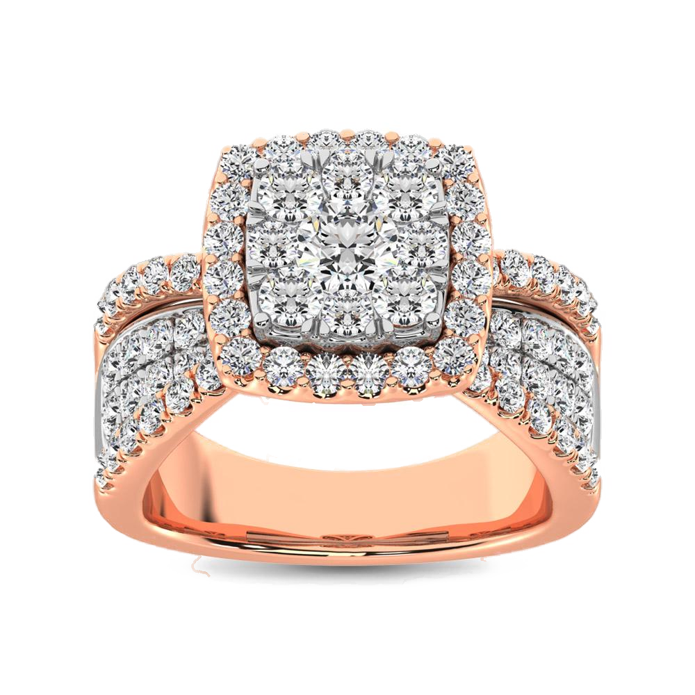 diamond engagement ring cushion cut 1.00 carats 14kt gold