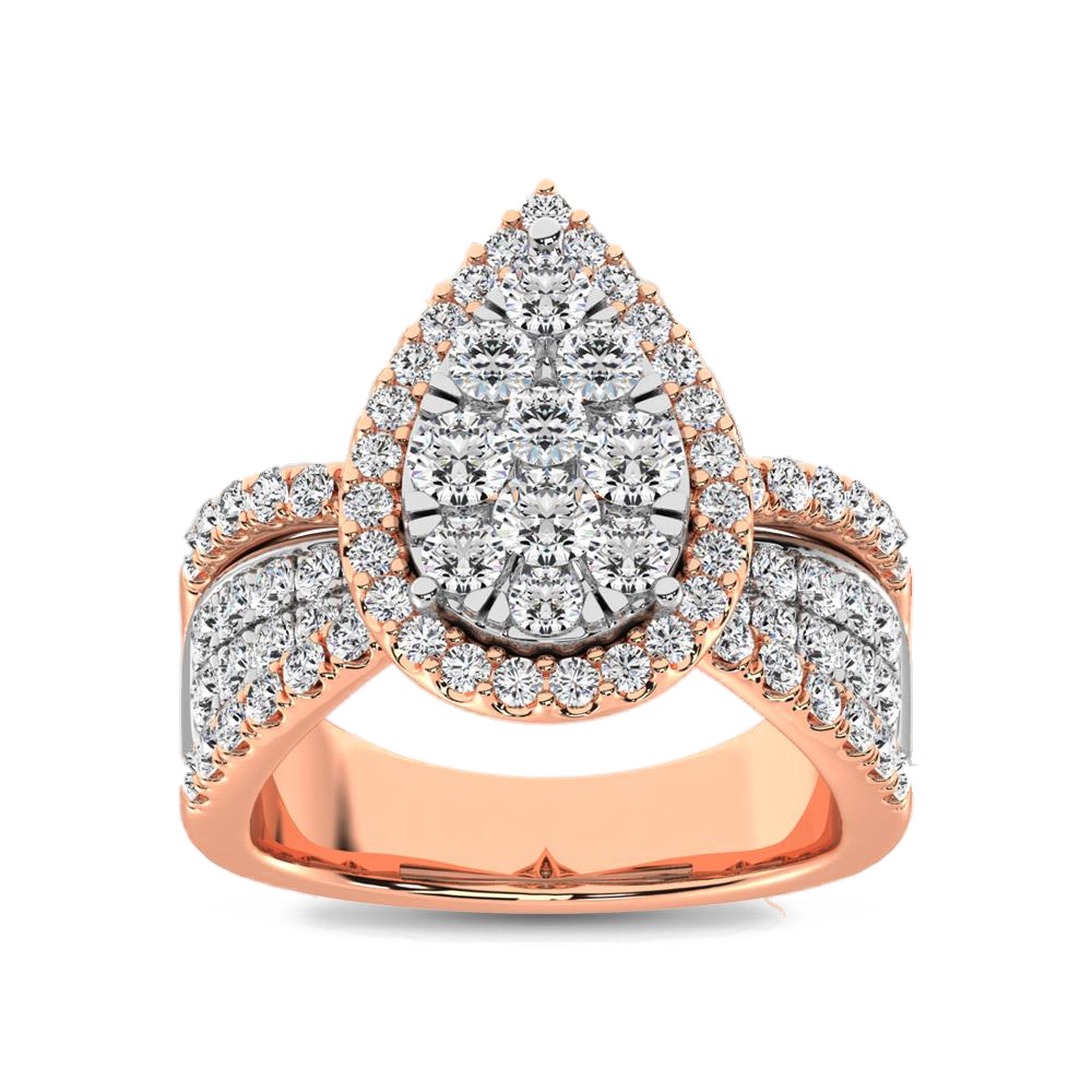 diamond engagement ring pear cut 1.00 carats 14kt gold
