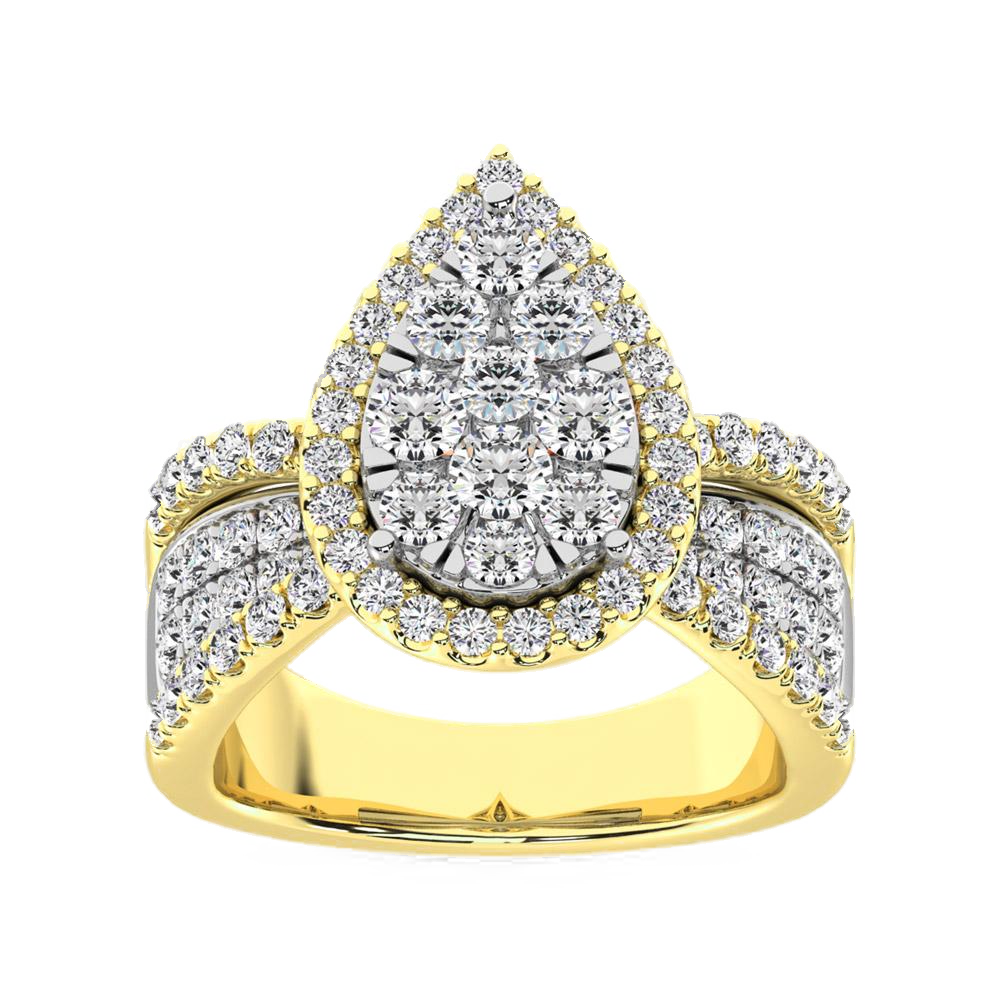 diamond engagement ring pear cut 1.00 carats 14kt gold
