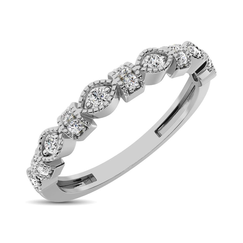 diamond marquise frame stackable band round cut 0.14 carats 14kt gold