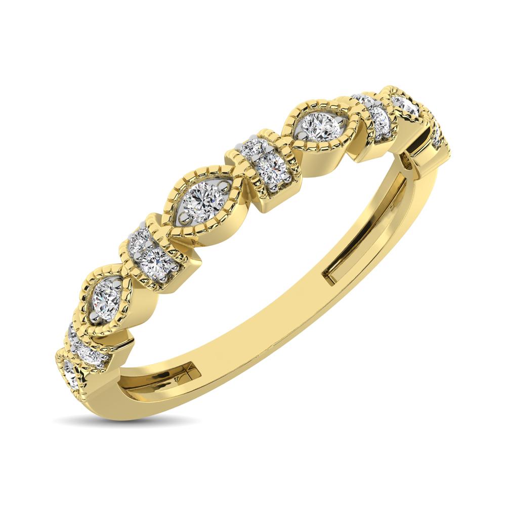 diamond marquise frame stackable band round cut 0.14 carats 14kt gold