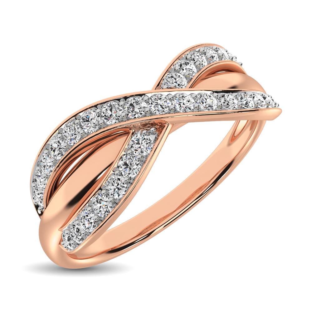 diamond cocktail crossover ring round cut 0.25 carats 10kt gold