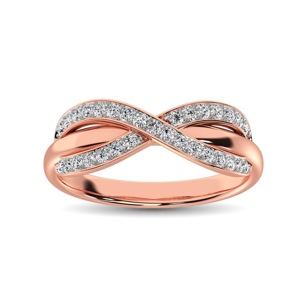 diamond cocktail crossover ring round cut 0.25 carats 10kt gold