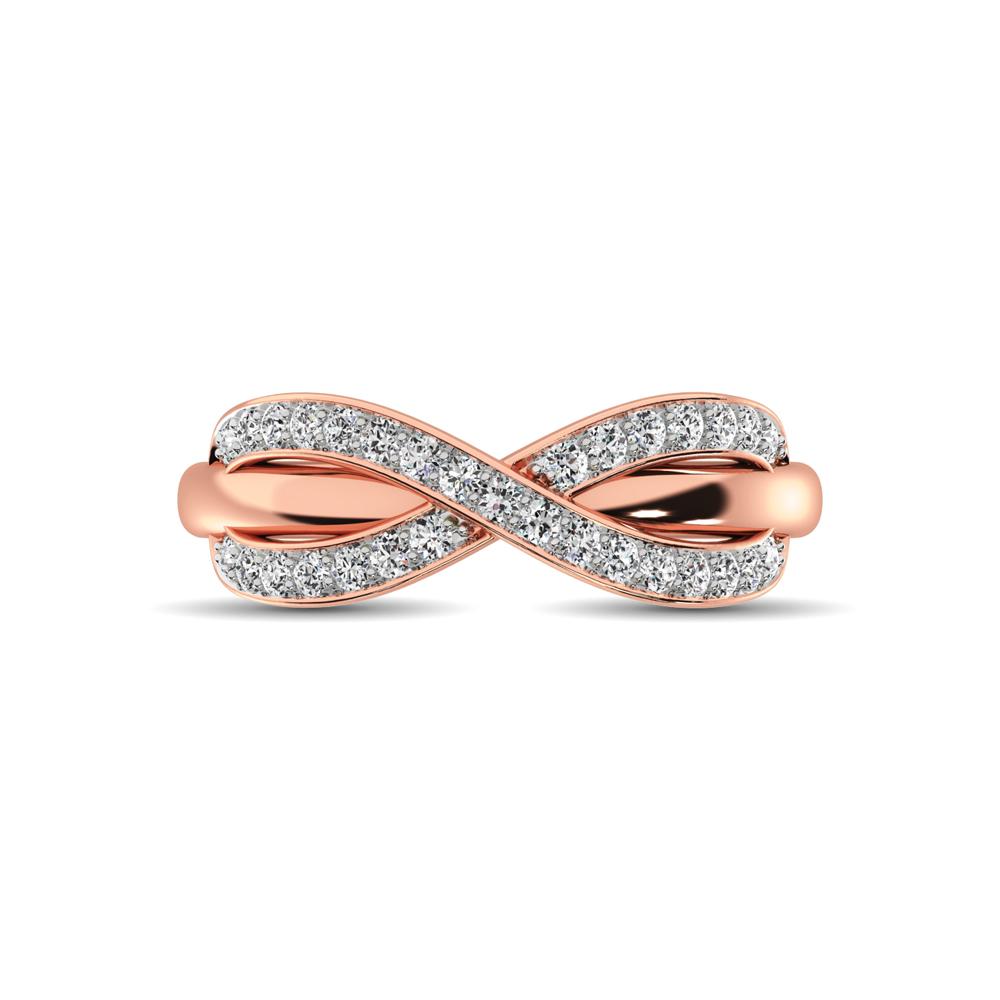 diamond cocktail crossover ring round cut 0.25 carats 10kt gold