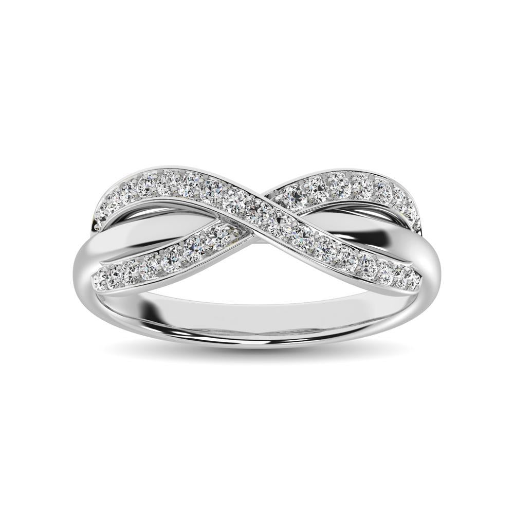 diamond cocktail crossover ring round cut 0.25 carats 10kt gold