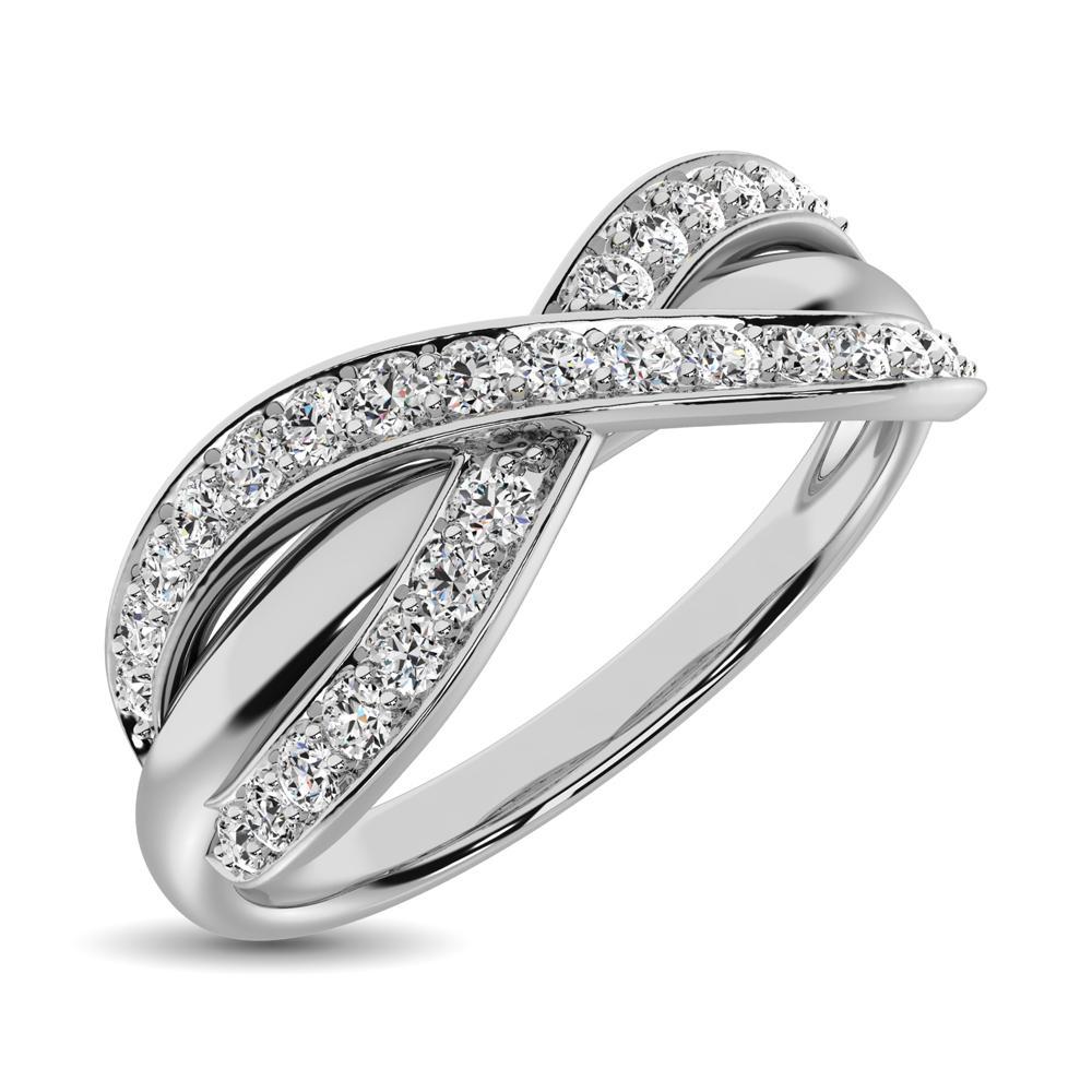 diamond cocktail crossover ring round cut 0.25 carats 10kt gold