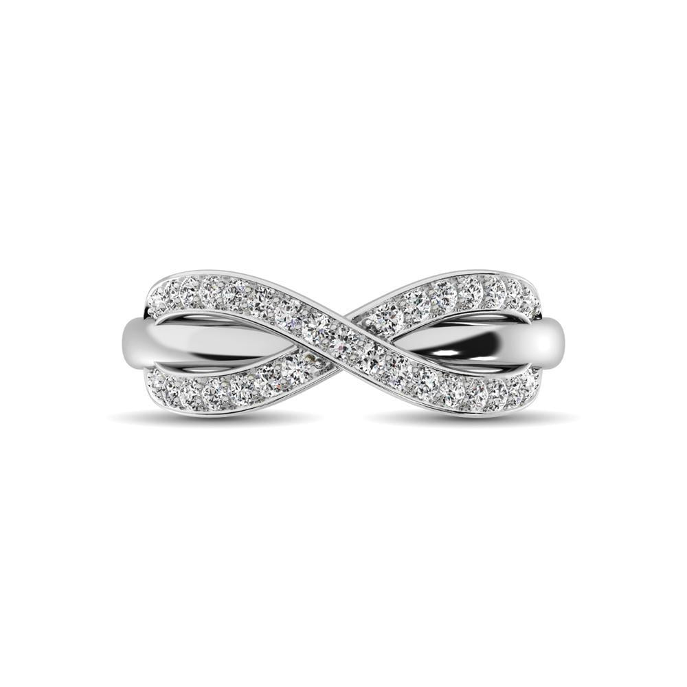 diamond cocktail crossover ring round cut 0.25 carats 10kt gold