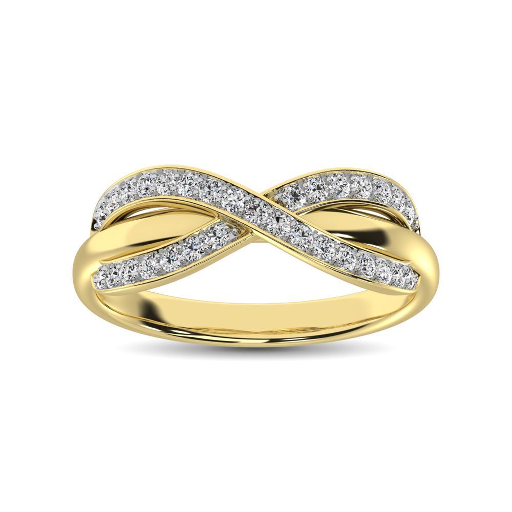 diamond cocktail crossover ring round cut 0.25 carats 10kt gold