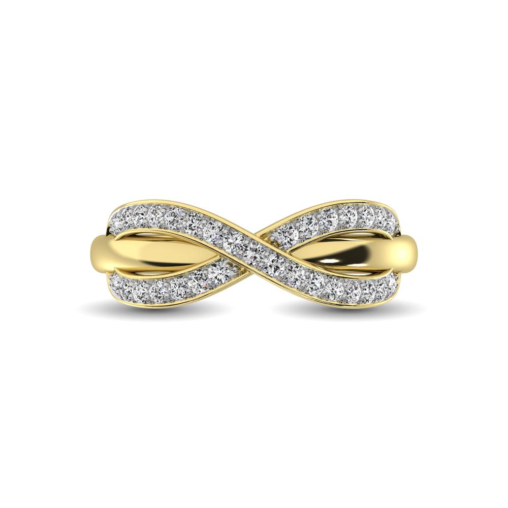 diamond cocktail crossover ring round cut 0.25 carats 10kt gold