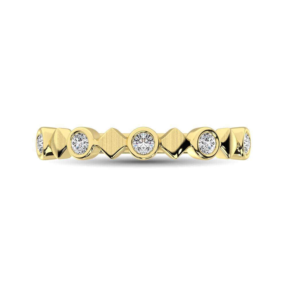 diamond bezel set stackable band round cut 0.16 carats 14kt gold