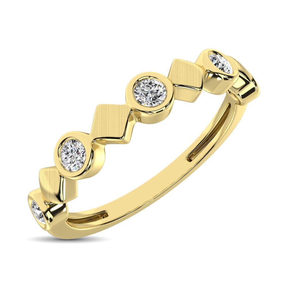 diamond bezel set stackable band round cut 0.16 carats 14kt gold