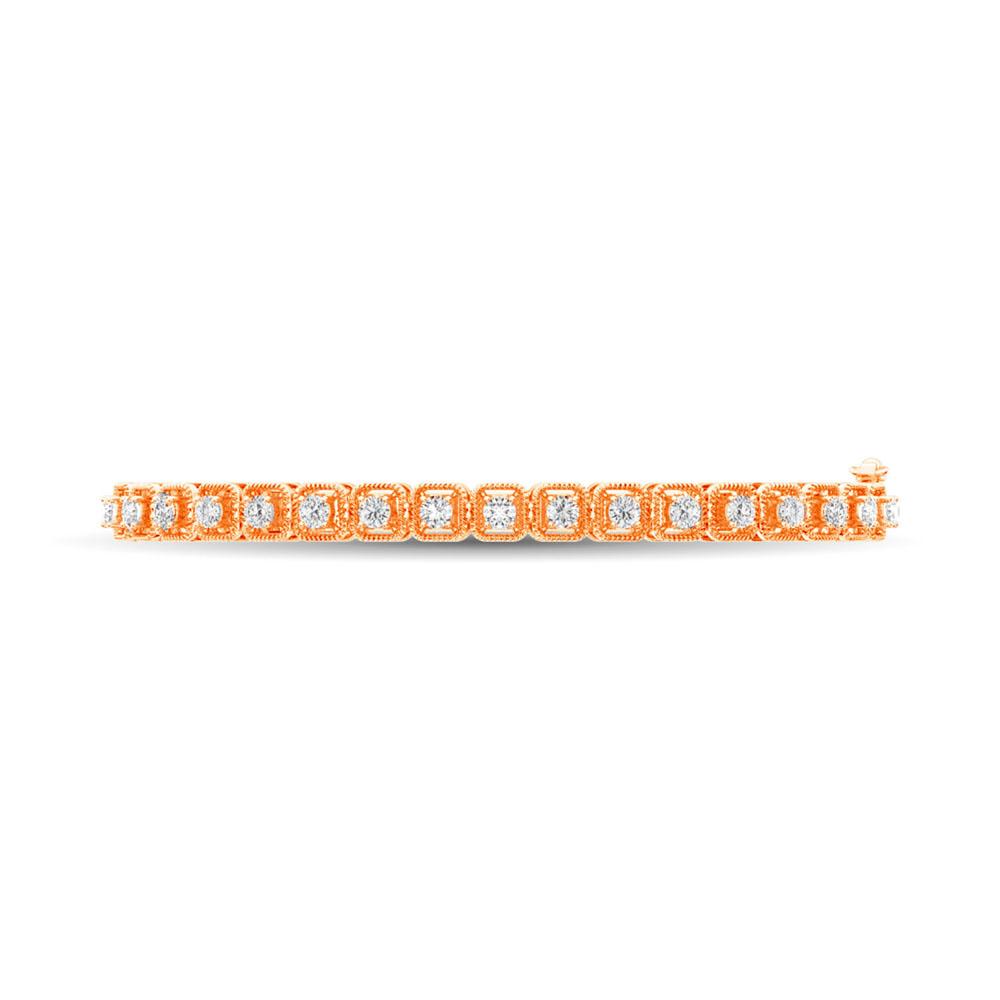 diamond bangle round cut 1.00 carats 14kt rose gold