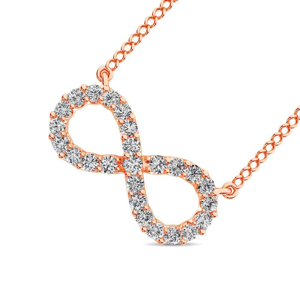 diamond infinity pendant round cut 0.50 carats 10kt gold with chain