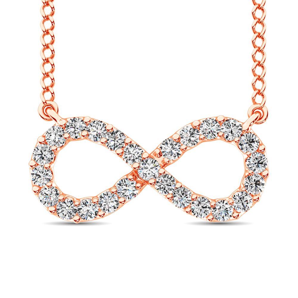 diamond infinity pendant round cut 0.50 carats 10kt gold with chain