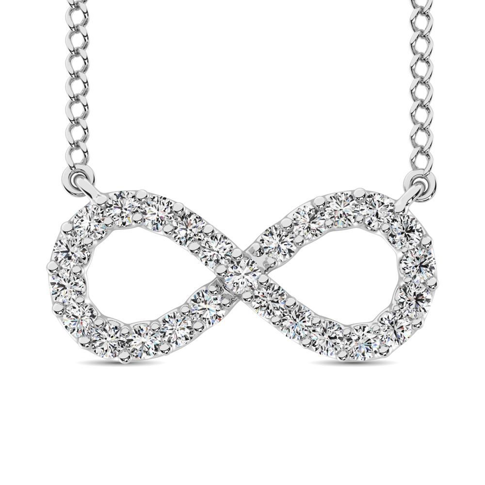 diamond infinity pendant round cut 0.50 carats 10kt gold with chain