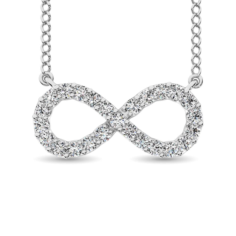 diamond infinity pendant round cut 0.50 carats 10kt gold with chain