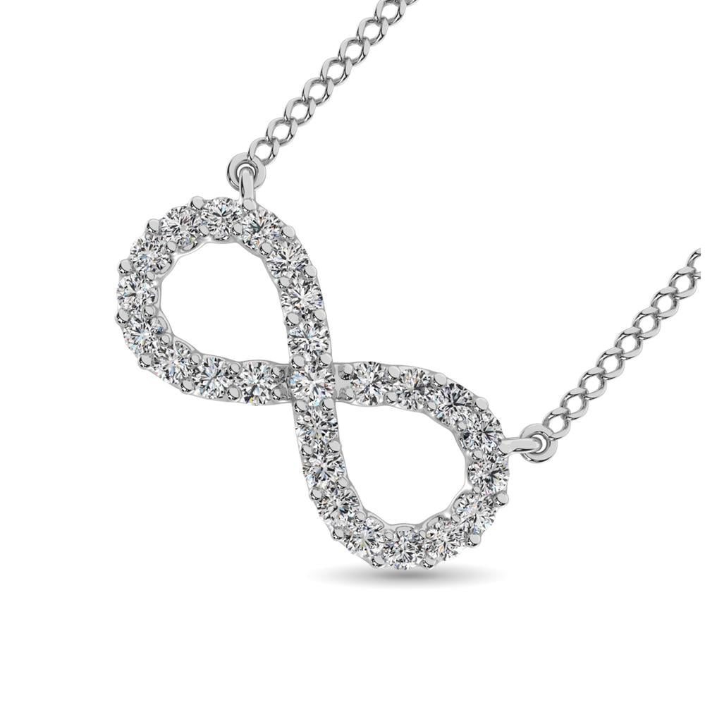 diamond infinity pendant round cut 0.50 carats 10kt gold with chain