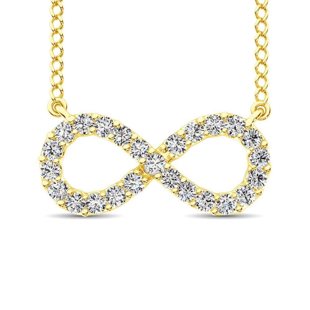 diamond infinity pendant round cut 0.50 carats 10kt gold with chain