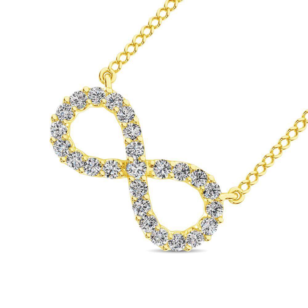 diamond infinity pendant round cut 0.50 carats 10kt gold with chain