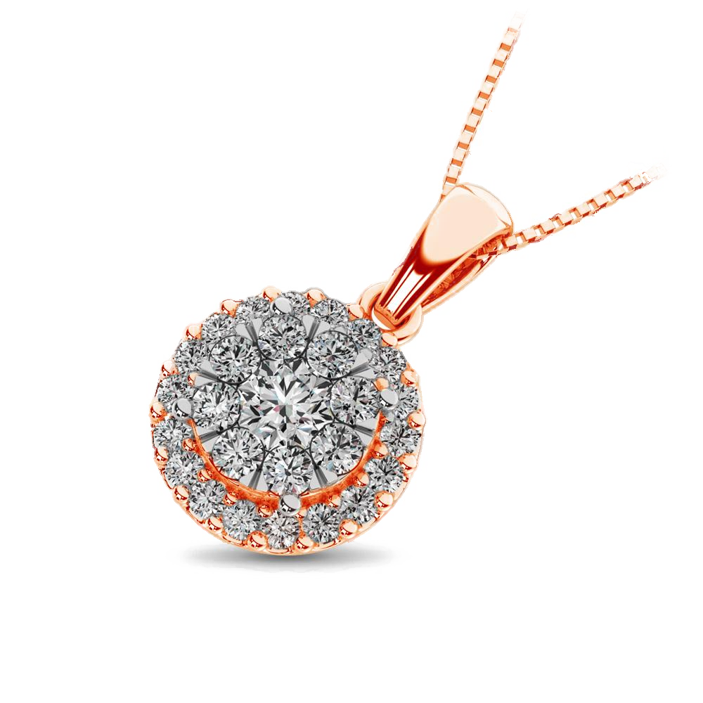 diamond pendant round cut 0.67 carats 14kt gold with chain