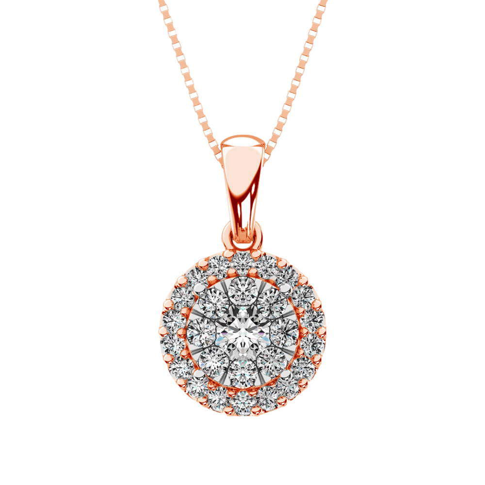 diamond pendant round cut 0.67 carats 14kt gold with chain