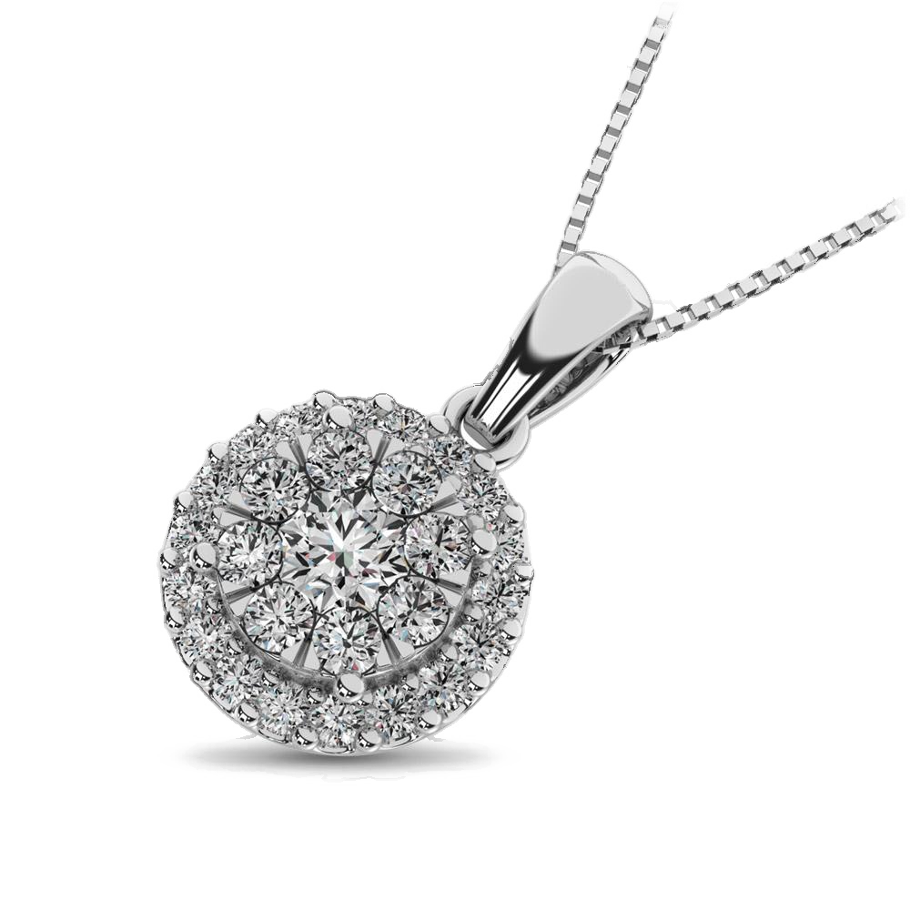 diamond pendant round cut 0.67 carats 14kt gold with chain