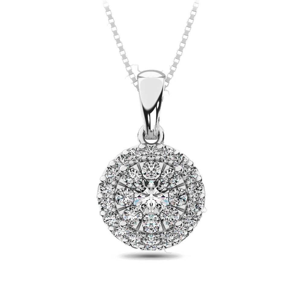 diamond pendant round cut 0.67 carats 14kt gold with chain