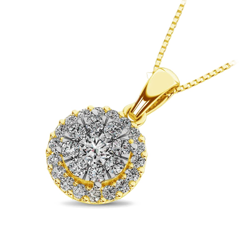 diamond pendant round cut 0.67 carats 14kt gold with chain
