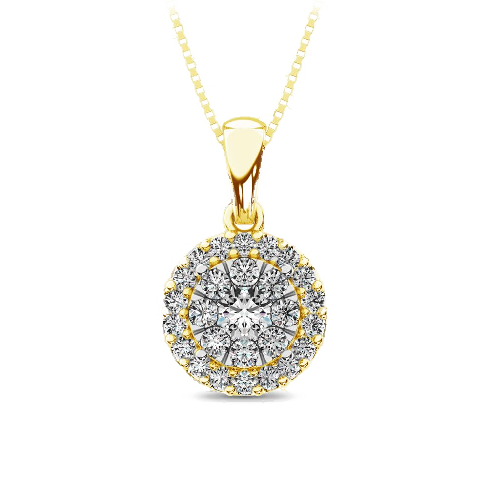 diamond pendant round cut 0.67 carats 14kt gold with chain