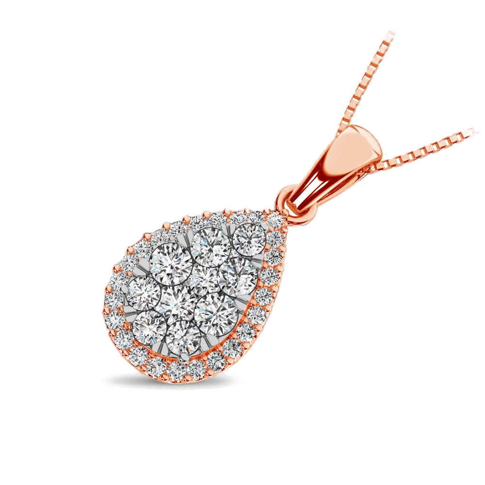 diamond pendant pear cut 0.67 carats 14kt gold with chain