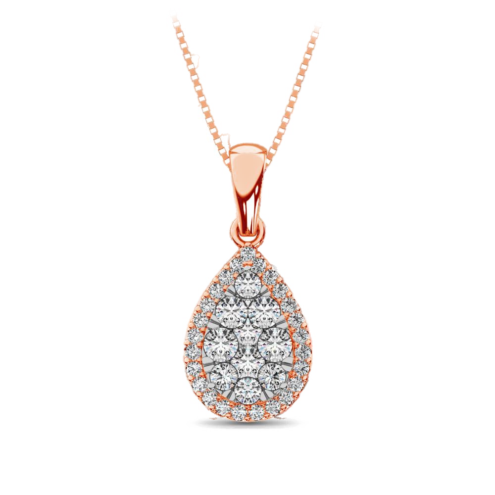 diamond pendant pear cut 0.67 carats 14kt gold with chain