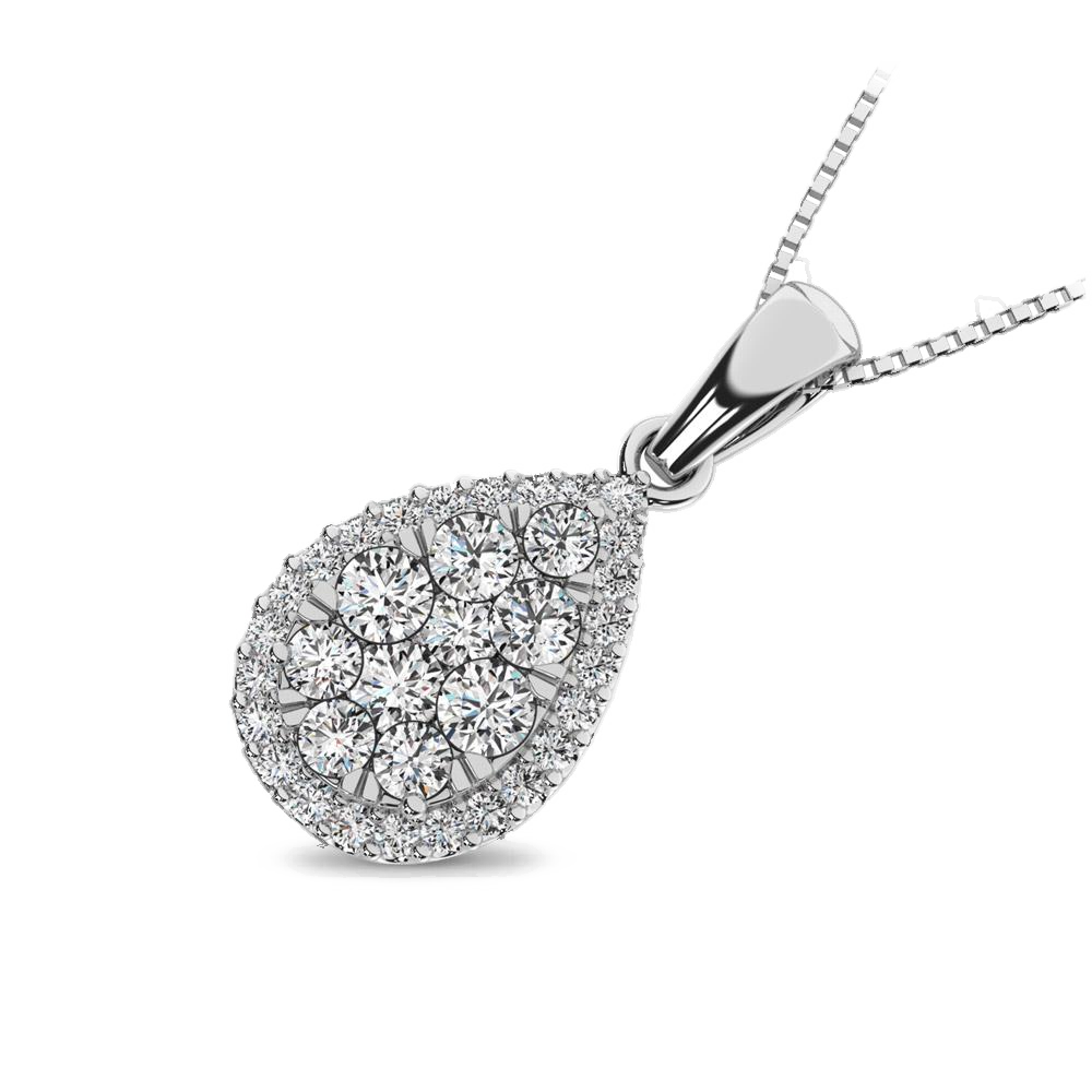 diamond pendant pear cut 0.67 carats 14kt gold with chain