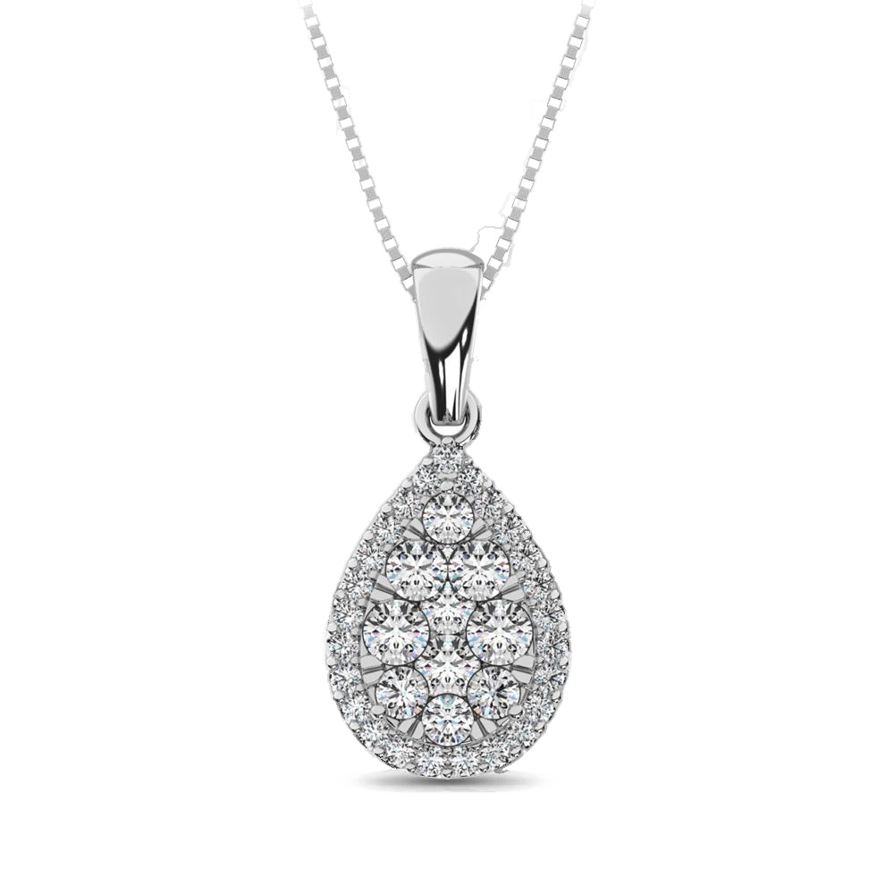 diamond pendant pear cut 0.67 carats 14kt gold with chain