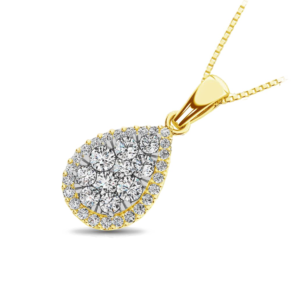 diamond pendant pear cut 0.67 carats 14kt gold with chain